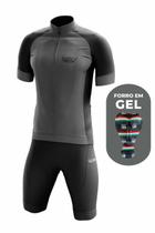 Conjunto de Ciclismo Masculino- Camisa Way Fresh Cinza e Bermuda GEL