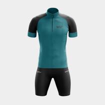 Conjunto de Ciclismo Masculino- Camisa Way Fresh Verde Capri e Bermuda Espuma