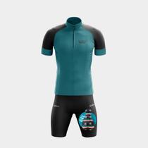 Conjunto de Ciclismo Masculino- Camisa Way Fresh Verde Capri e Bermuda GEL