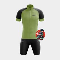 Conjunto de Ciclismo Masculino- Camisa Way Fresh Verde Militar e Bermuda GEL Conjunto de Ciclismo Masculino- Camisa Way Fresh Verde Militar e Bermuda GEL