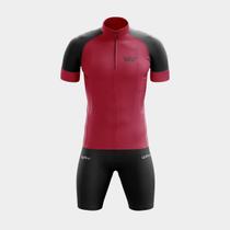 Conjunto de Ciclismo Masculino- Camisa Way Fresh Vinho e Bermuda Espuma