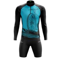 Conjunto de Ciclismo Masculino Forro Gel Blusa Manga Longa Ciclistas Conjunto de Ciclismo Masculino Forro Gel Blusa Manga Longa Ciclistas