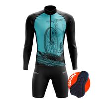 Conjunto de Ciclismo Masculino Pro Espuma Blusa Manga Longa Bike