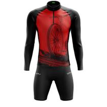 Conjunto de Ciclismo Masculino Pro Espuma Blusa Manga Longa Bike