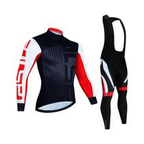 Conjunto De Ciclismo Profissional Masculino Outono/Primavera Com Mangas Longas E Respirável 2024