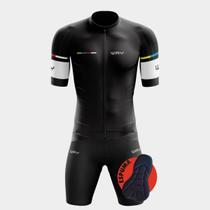 Conjunto de Ciclismo TR4 PREMIUM- Camisa Line Colors e Bermuda de Espuma (Way)