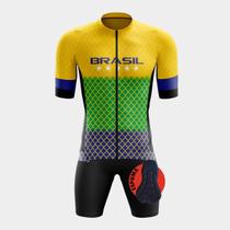Conjunto de Ciclismo Way PREMIUM- Camisa Brasil Estrelas e Bermuda de Espuma (Way) Conjunto de Ciclismo Way PREMIUM- Camisa Brasil Estrelas e Bermuda de Espuma (Way)