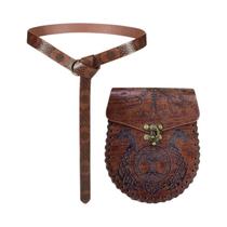 Conjunto De Cinto De Couro Medieval Para Halloween Com Bolsa E Chaveiro, Acessórios De Guerreiro