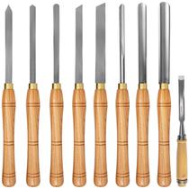 Conjunto de cinzéis de torno de madeira Vevor, 8 peças com caixa de madeira, aço HSS
