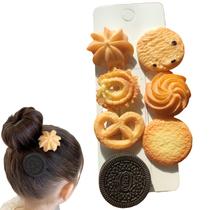 Conjunto de clipes de cabelo BxBibxiy de 7 peças de imitação de biscoito de chocolate