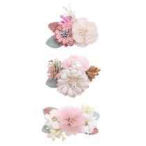 Conjunto de clipes de cabelo com flores Cherrboll, 3 peças de presente floral para bebês