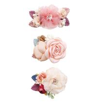 Conjunto de clipes de cabelo de flores Cherrboll, 3 peças florais para meninas