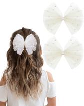 Conjunto de clipes de laços de cabelo para meninas pequenas com cor marfim pérola Conjunto de clipes de laços de cabelo para meninas pequenas com cor marfim pérola