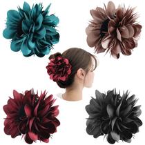 Conjunto de clipes Hair Claw Cinaci Satin Big Flower para mulheres e meninas