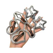Conjunto De Clips De Cabelo Em Forma De Coração Silver Star, Clips De Cabelo Doces E Estilosos Para Conjunto De Clips De Cabelo Em Forma De Coração Silver Star, Clips De Cabelo Doces E Estilosos Para