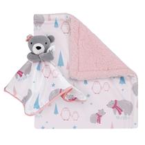 Conjunto de cobertores e cobertores de segurança NoJo Baby Sherpa rosa cinza