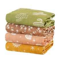 Conjunto de cobertores Muslin Swaddle CoolaPeach, pacote com 4, 120 x 110 cm Conjunto de cobertores Muslin Swaddle CoolaPeach, pacote com 4, 120 x 110 cm