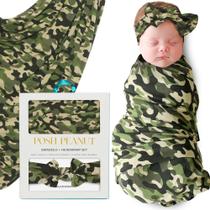 Conjunto de cobertores Swaddle Posh Peanut Soft Newborn com bandana Camo