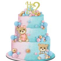 Conjunto de cobertura de bolo Gerrii Gender Reveal, 19 unidades com ele ou ela Conjunto de cobertura de bolo Gerrii Gender Reveal, 19 unidades com ele ou ela