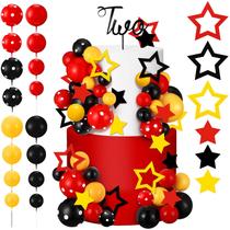Conjunto de cobertura de bolo Teenyyou 57 unidades preto vermelho amarelo Ball Star Conjunto de cobertura de bolo Teenyyou 57 unidades preto vermelho amarelo Ball Star