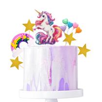 Conjunto de cobertura de bolo Unicorn Rainbow para decoração de festa de aniversário Conjunto de cobertura de bolo Unicorn Rainbow para decoração de festa de aniversário