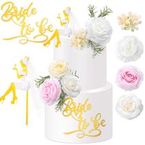 Conjunto de cobertura de bolo Wavwavw Bride to Be Wedding Shower (dourado) Conjunto de cobertura de bolo Wavwavw Bride to Be Wedding Shower (dourado)