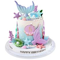 Conjunto de cobertura de bolo Zafena Mermaid Tail Seaweed Starfish 21 unidades