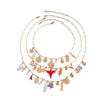 Conjunto De Colar Ajustável De Pérolas Imitadas Douradas Boêmias Para Mulheres, Joias De Verão