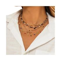 Conjunto De Colar Choker Com Franjas De Cristal Colorido Boho Para Mulheres, Joias Vintage Tendência