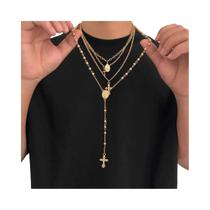 Conjunto De Colar Choker Com Pingente De Cruz Gótica Dourada Vintage Para Mulheres E Homens, Joia