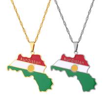 Conjunto de colar com pingente Kurdistan Map, joias de aço inoxidável