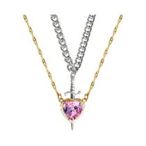 Conjunto De Colar Coração Espada Gótico Punk Para Casal, Joia Com Pingente Brilhante Bicolor,