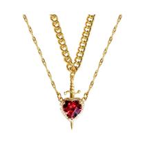 Conjunto De Colar Coração Espada Gótico Punk Para Casal, Joia Com Pingente Brilhante Bicolor,