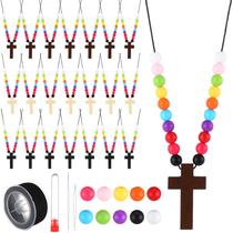 Conjunto de colar cruzado de madeira Art Craft Kit Ecation DIY 4,2 x 2,4 cm