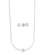 Conjunto de colar de brinco de perola banhado aouro 18k