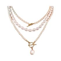 Conjunto De Colar De Pérolas Vintage Multicamadas Elegante Para Mulheres Com Fecho Em Coração,