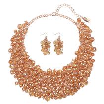 Conjunto de colar e brinco Bocar Fashion Crystal para mulheres