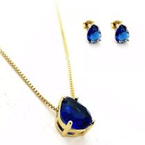 Conjunto de Colar e Brinco Gota Banhado a Ouro com Zircônia Conjunto de Colar e Brinco Gota Banhado a Ouro com Zircônia
