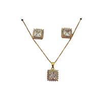 Conjunto de Colar e Brinco Ponto de Luz Banhado a Ouro + Caixa Presente Dia dos Namorados