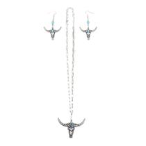 Conjunto de Colar e Brincos Country com Pingente de Boi Paul Western 39692