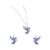 Conjunto De Colar E Brincos De Acrílico Colorido Com Design De Asa De Pássaro Multi-Cores