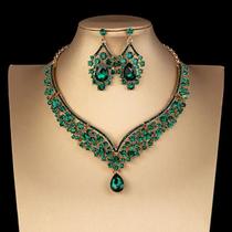 Conjunto De Colar E Brincos De Cristal AB Color Rhinestone Para Noivas, Bijuterias Para Festas De Conjunto De Colar E Brincos De Cristal AB Color Rhinestone Para Noivas, Bijuterias Para Festas De