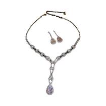 Conjunto De Colar E Brincos De Cristal Brilhante Para Mulheres, Grande Gota De Água, Joias Para