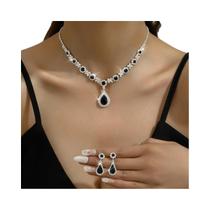 Conjunto De Colar E Brincos De Cristal Para Mulheres, 3 Peças, Acessórios Para Vestido De Casamento