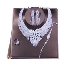 Conjunto De Colar E Brincos De Luxo Com Strass Para Mulheres, Joias Geométricas Para Casamento E
