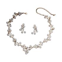 Conjunto De Colar E Brincos De Pérola Brilhante Com Strass Para Mulheres Acessórios De Festa Conjunto De Colar E Brincos De Pérola Brilhante Com Strass Para Mulheres Acessórios De Festa