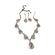 Conjunto De Colar E Brincos De Strass Vermelho Para Mulheres, Joias De Luxo Leve Em Forma De Gota
