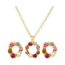 Conjunto De Colar E Brincos Dourados Para Mulheres, Joias Simples E Elegantes Em Forma De Círculo