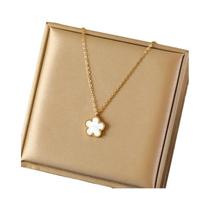 Conjunto De Colar E Brincos Feminino Trevo De 5 Folhas Preto Em Aço Inoxidável 316L À Prova d'Água Conjunto De Colar E Brincos Feminino Trevo De 5 Folhas Preto Em Aço Inoxidável 316L À Prova d'Água