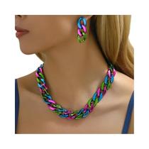 Conjunto De Colar E Brincos Gótico Vintage Dourado Com Corrente Grossa Para Mulheres, Joias De Festa Conjunto De Colar E Brincos Gótico Vintage Dourado Com Corrente Grossa Para Mulheres, Joias De Festa